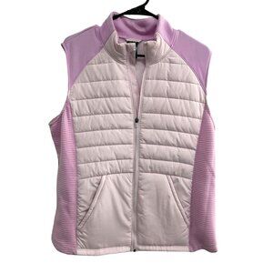 Tek Gear Womens Pink Puffer Vest XXL Front Zip Pockets Polyester Spandex
